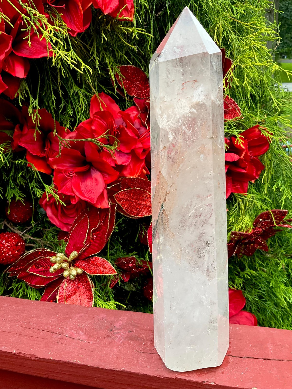 Clear Quartz Crystal Generator ~ Large 6 lb. 15 oz. ~ 14″ Tall ~ Stunning Black