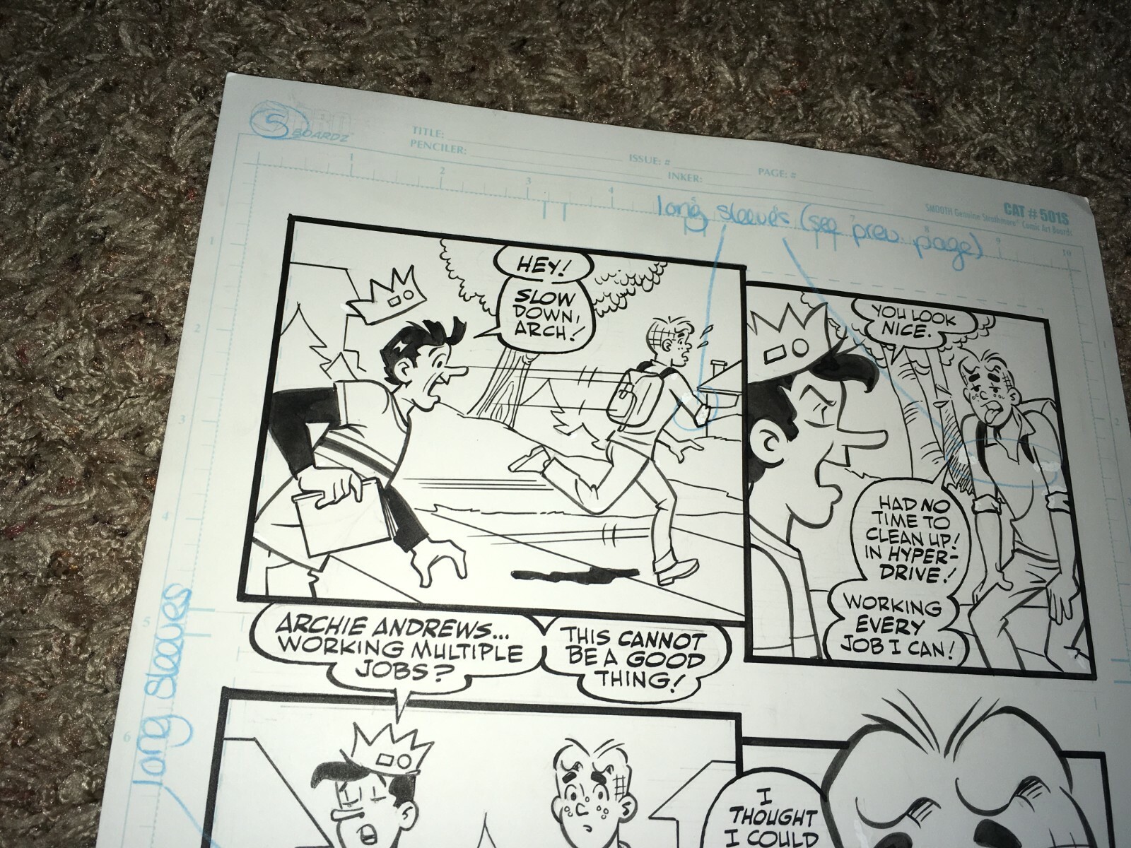 Dan Parent Original Comic Art Signed Archie Comic Book Storyboard