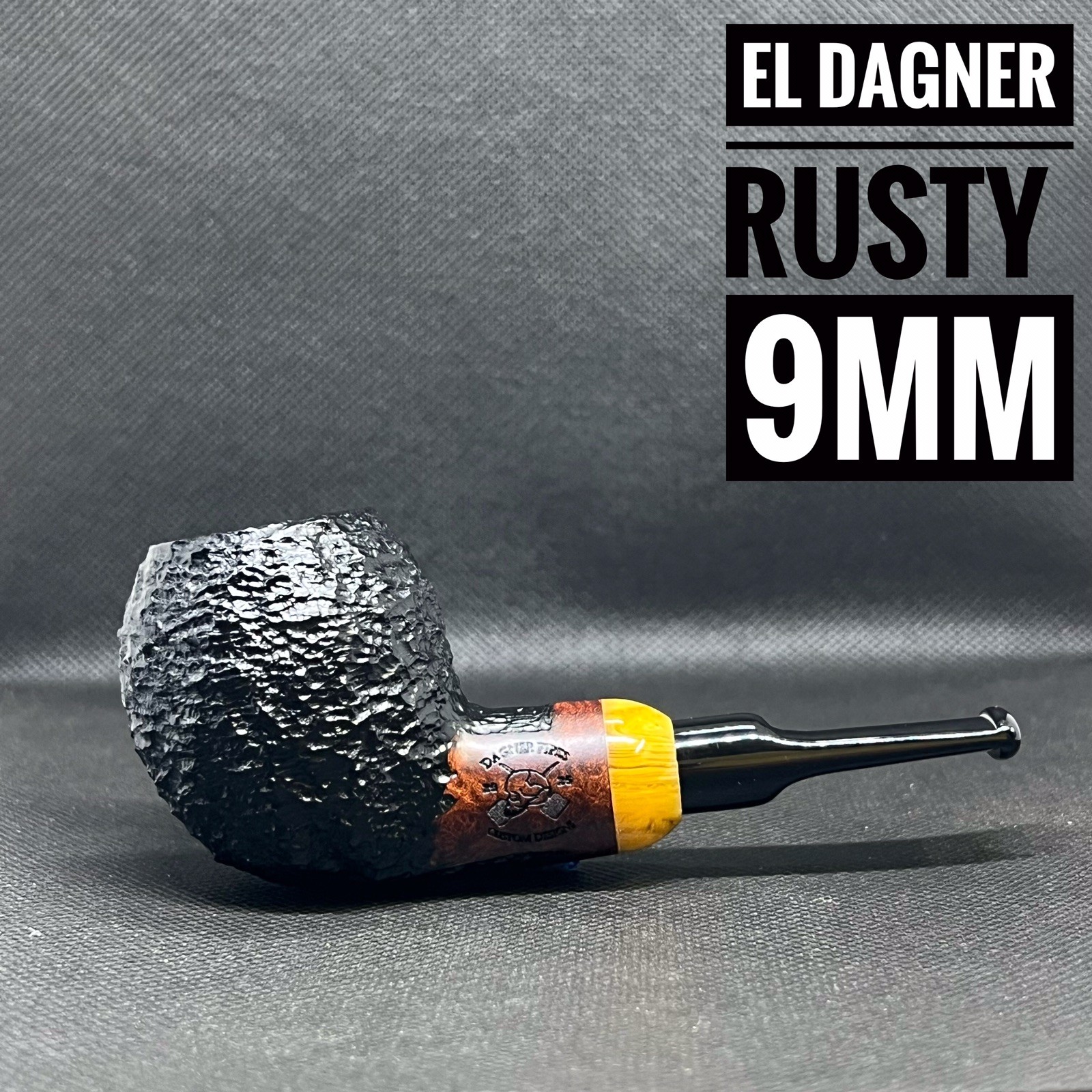 Dagner Pipes Custom Design BLACK EL DAGNER 9mm Tobacco Pipe Briar New Unsmoked