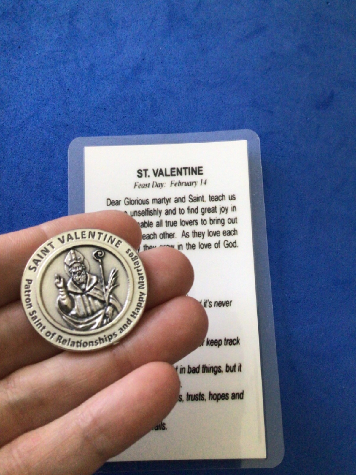 St VALENTINE Pocket Token Patron Saint Relationships Happy Marriage Italy HC