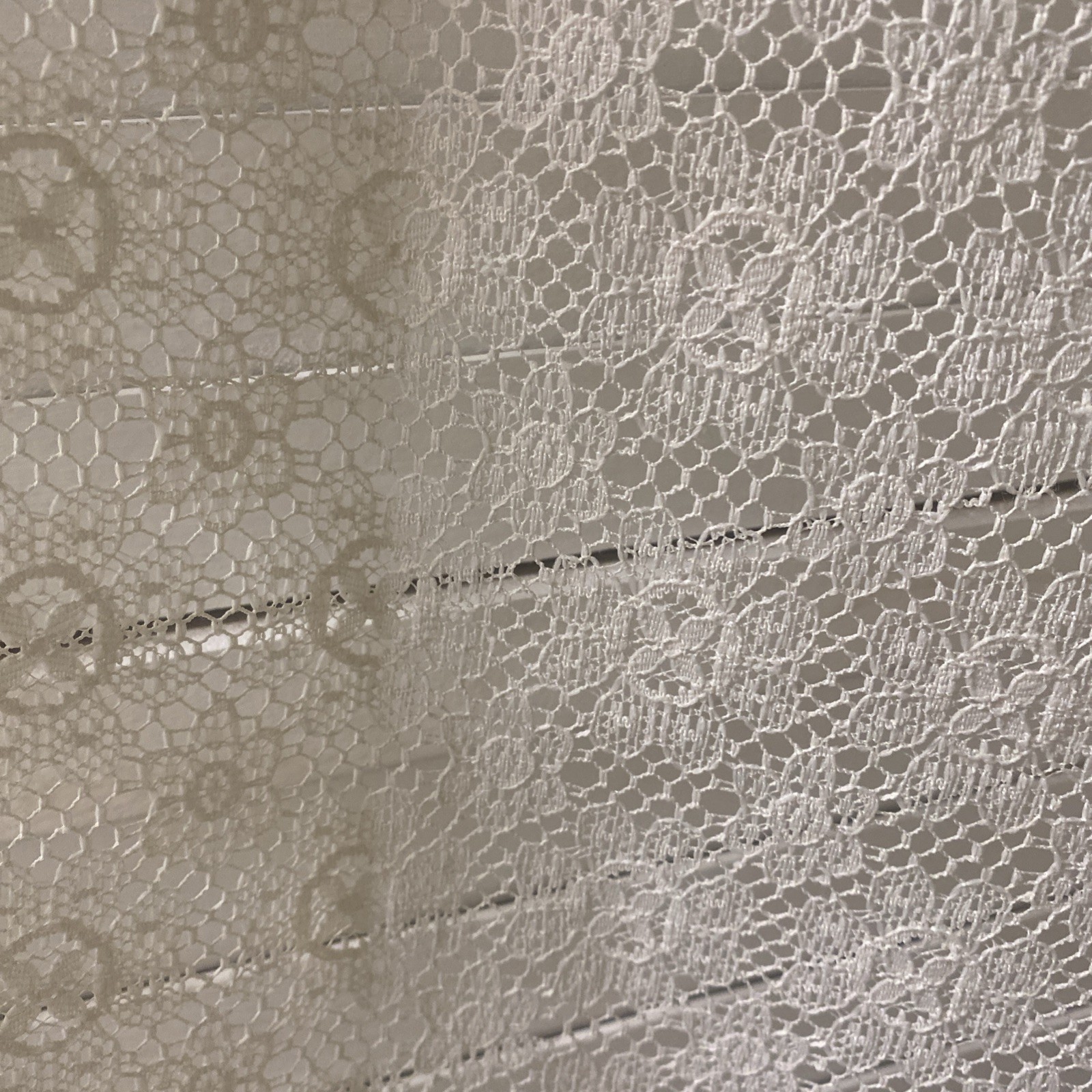 Vintage Tablecloth Nylon Ivory Lace Easy Care 43” X 40” Squarish No Stains