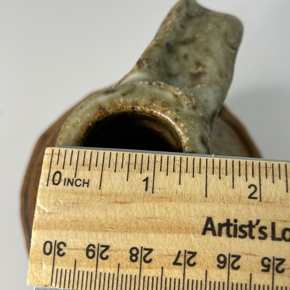 Studio Pottery Newspaper Transfer Stoneware Jug Folk Art Speckled Glaze Crock