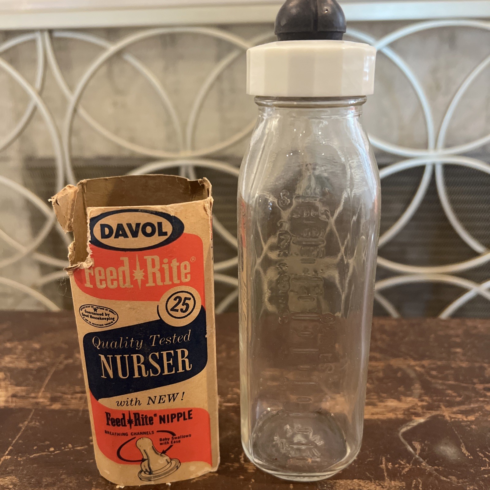 Vintage Davol Feed Rite Glass Nurser Bottle in Original Package Sleeve