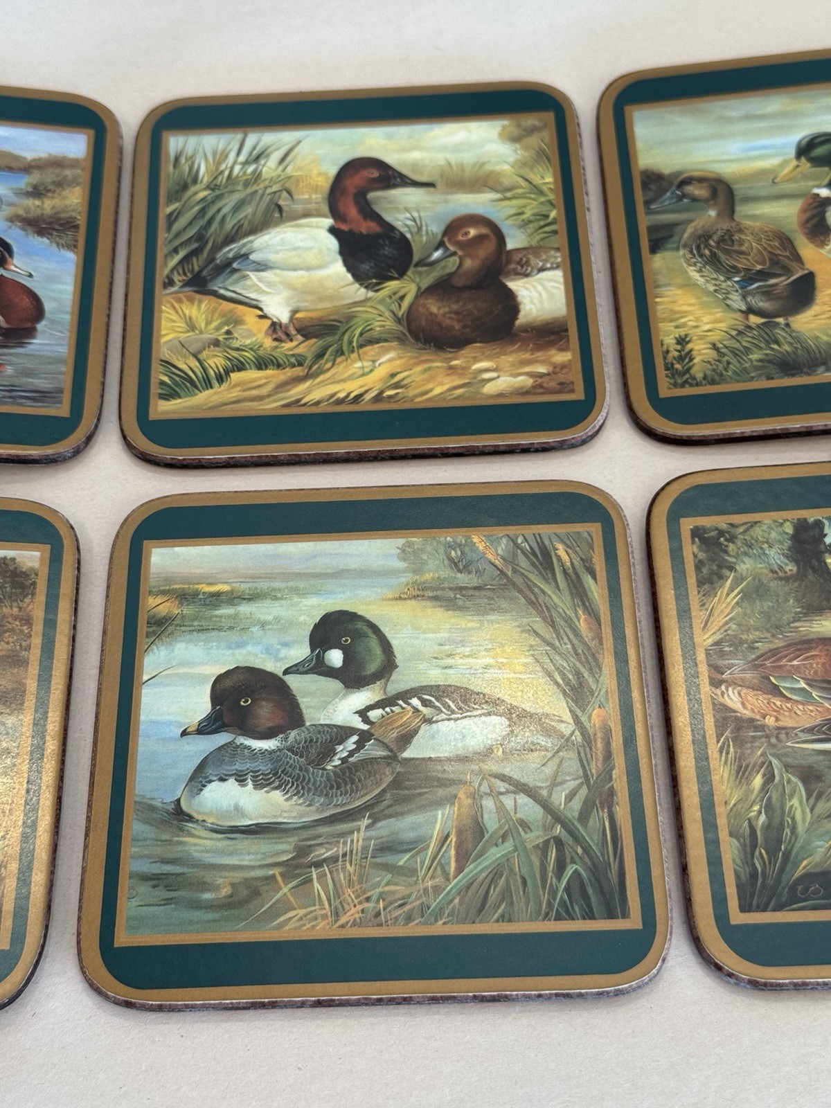 Vintage Pimpernel Acrylic Coasters Set of 6 Waterfowl Mallard Duck Hunting CIB