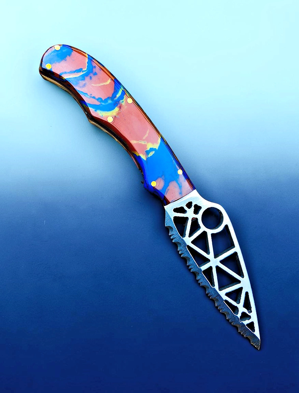 Custom Hand Made Hunting Knife / High Carbon Steel Serrated Blade Knife 2876