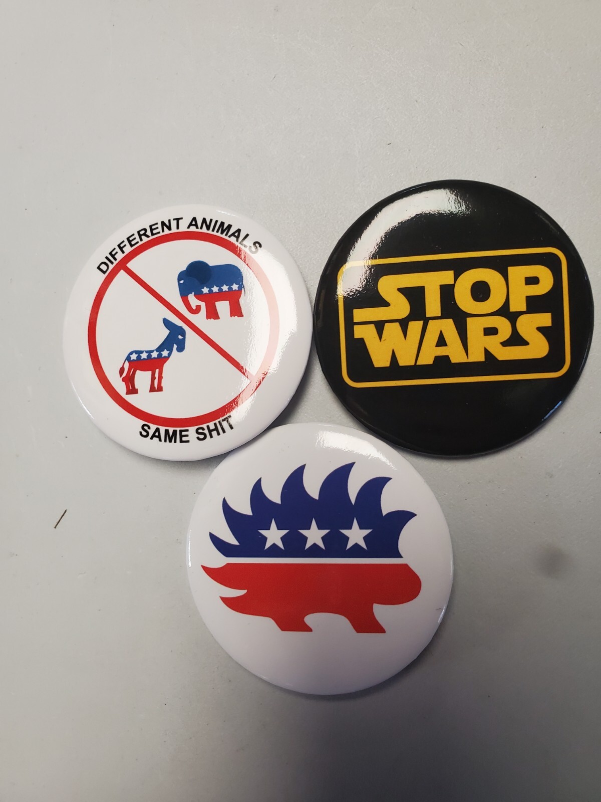 RARE POLITICAL BUTTONS LOT (3) LIBERTY 🗽 FREEDOM 🇺🇸 LIBERTARIAN PORCUPINE