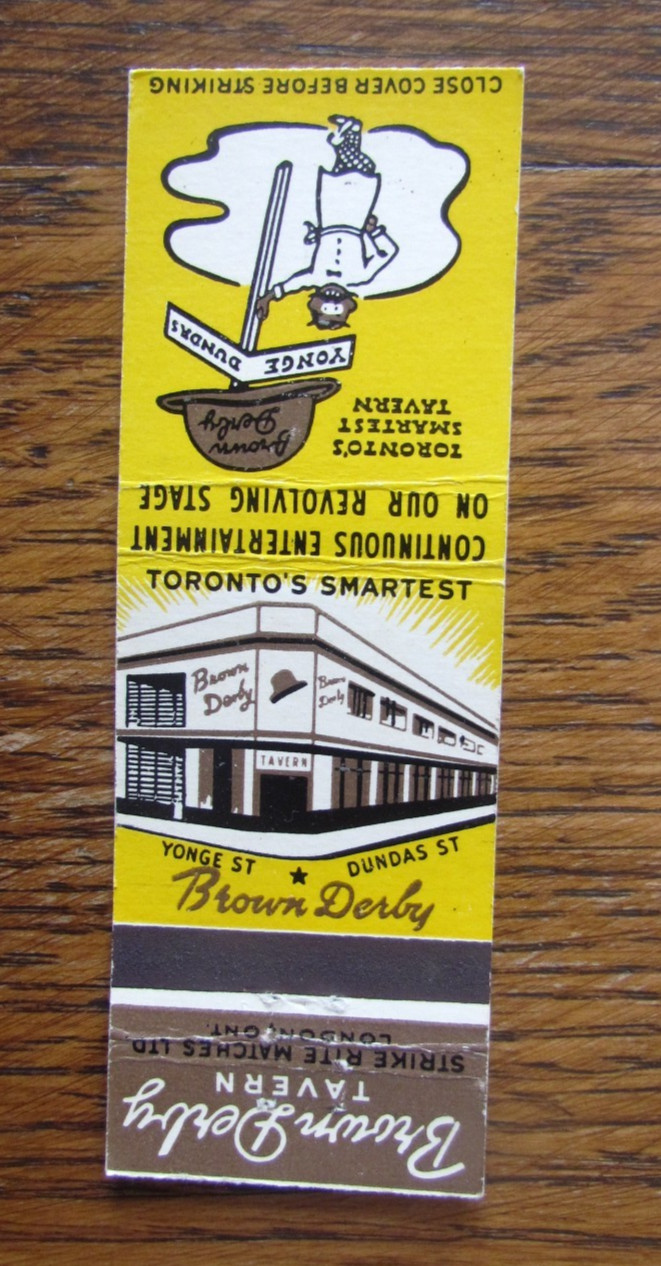 BOXER SAMMY LUFTSRING RESTAURANT MATCHBOOK COVER: TORONTO, ON BOXING MATCHCOVER