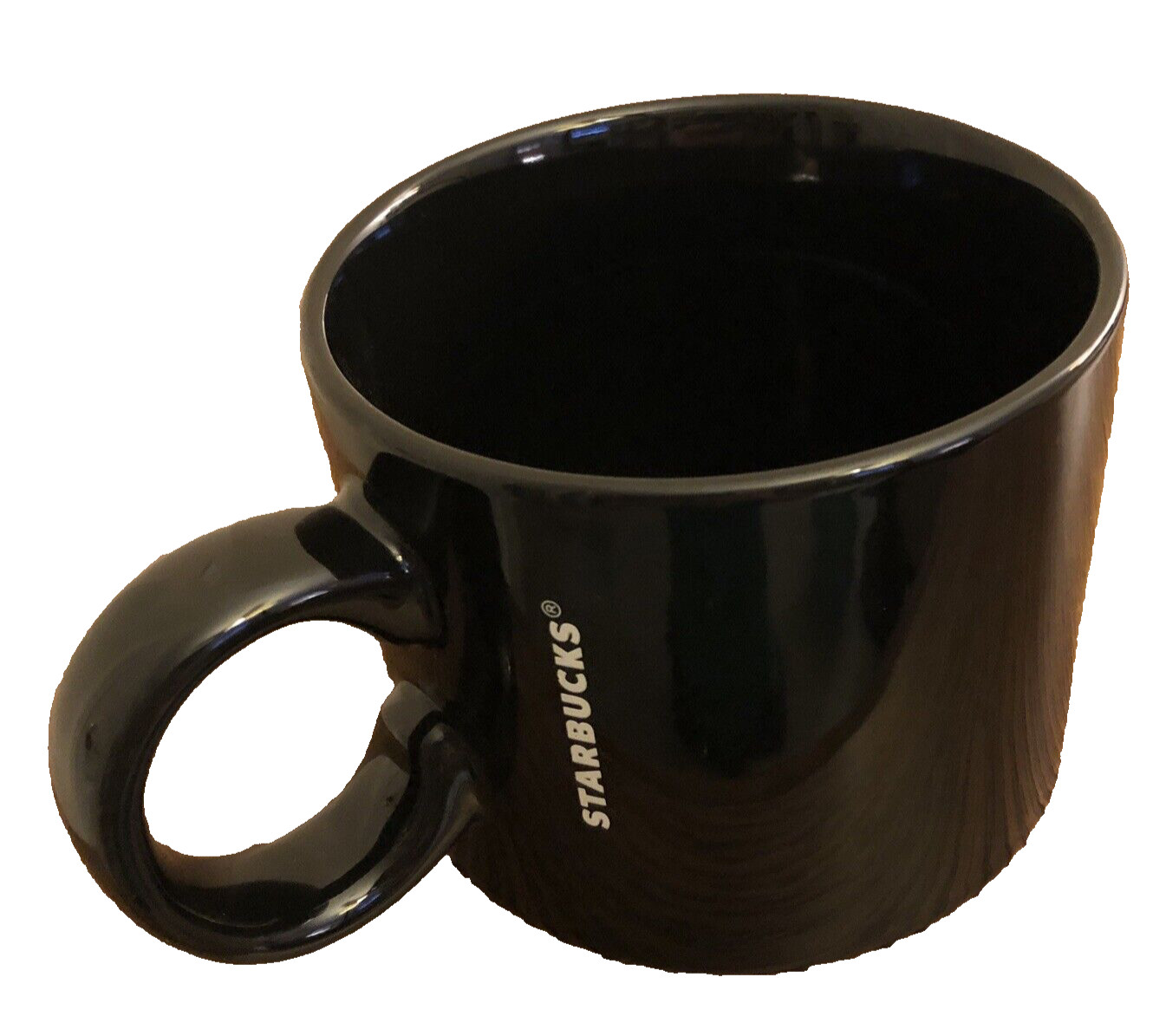 Classic Black 12oz Mug White Starbucks Lettering 2017 Coffee Tea Cup Nice!