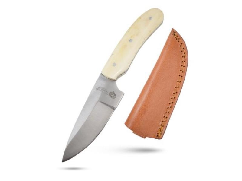 Wild Turkey 7.5“ Knife Full-Tang Fixed Blade Real Bone Handle w/Leather Sheath