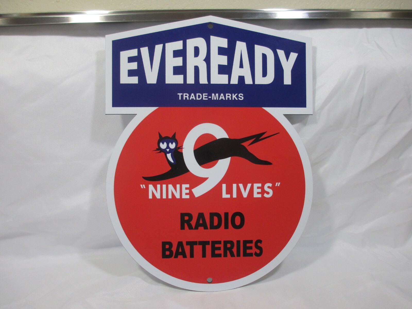 Eveready Radio Batteries 9″x12″ Die cut Metal Sign