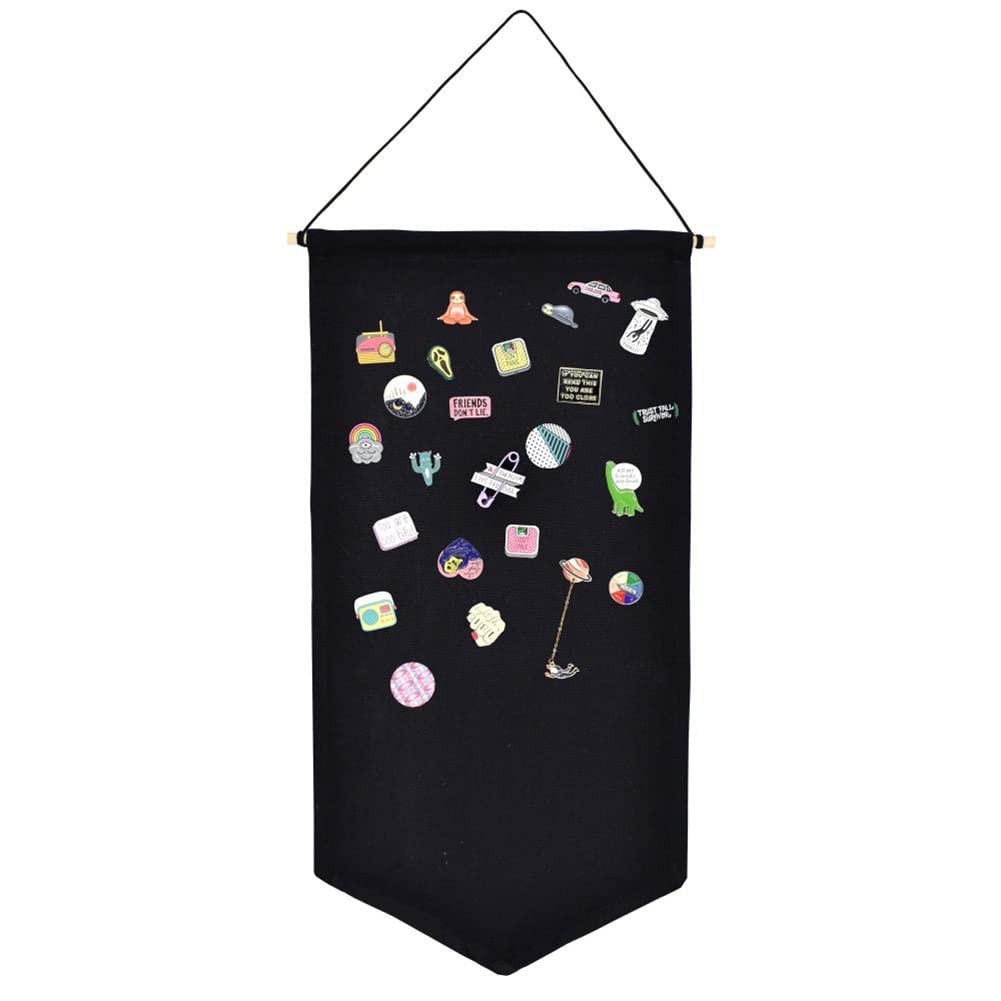 YeeMan Wall Hanging Brooch Jewelry Storage Case Canvas L21.06xW10.51, Black