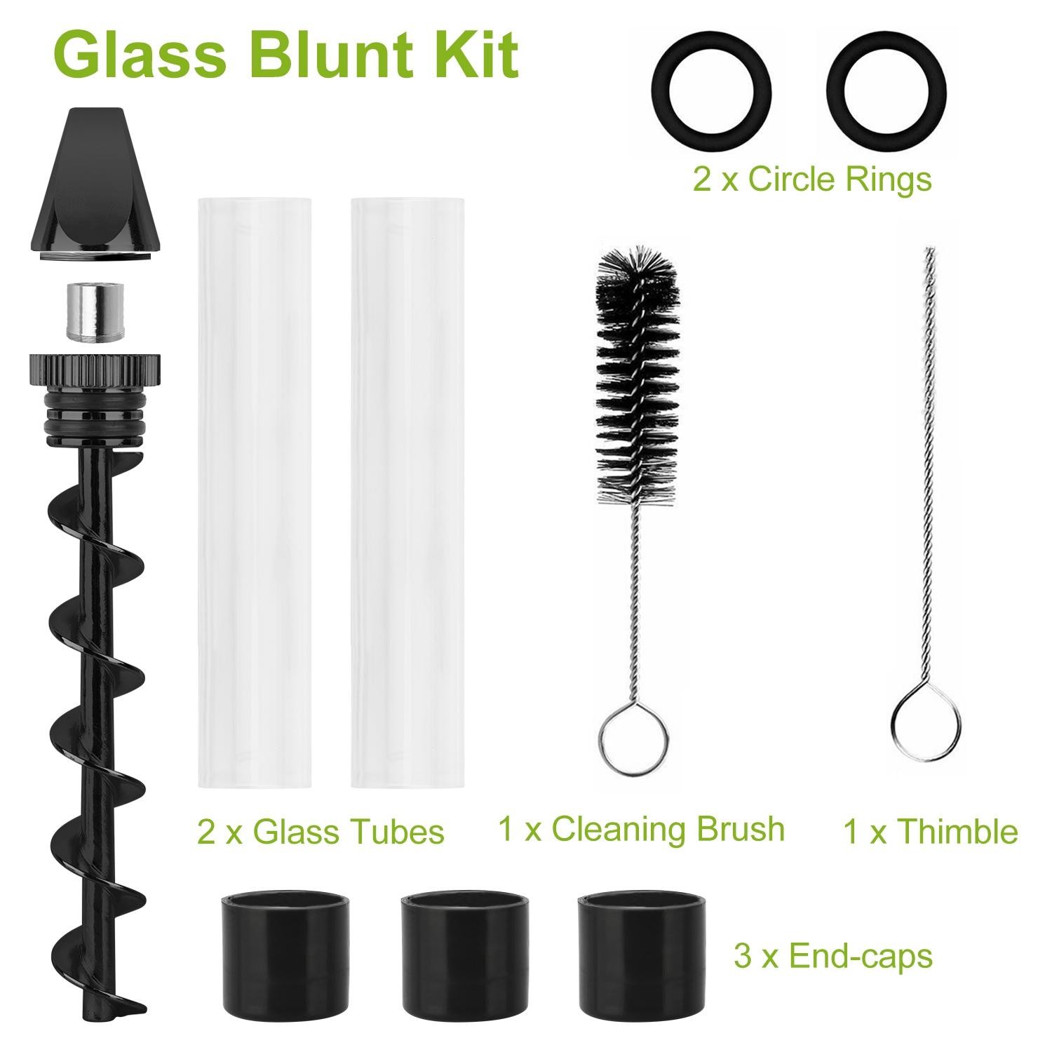 Glass Blunt Pipe Twisty 7-in-1 Grinder Kit w/ Smoking Metal Tip Cleaning Brush
