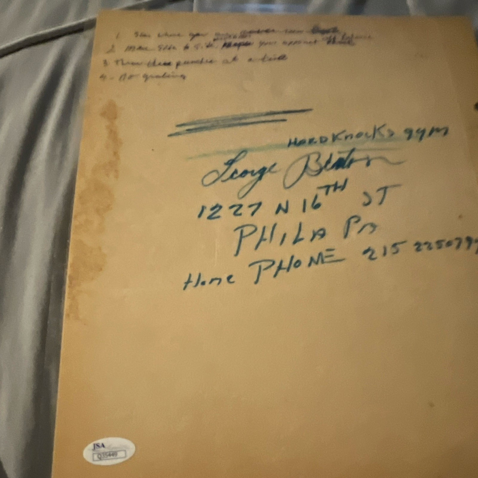 George Burns Red Buttons Ben O. Dunn Signed Autograph Page, JSA Authenticated