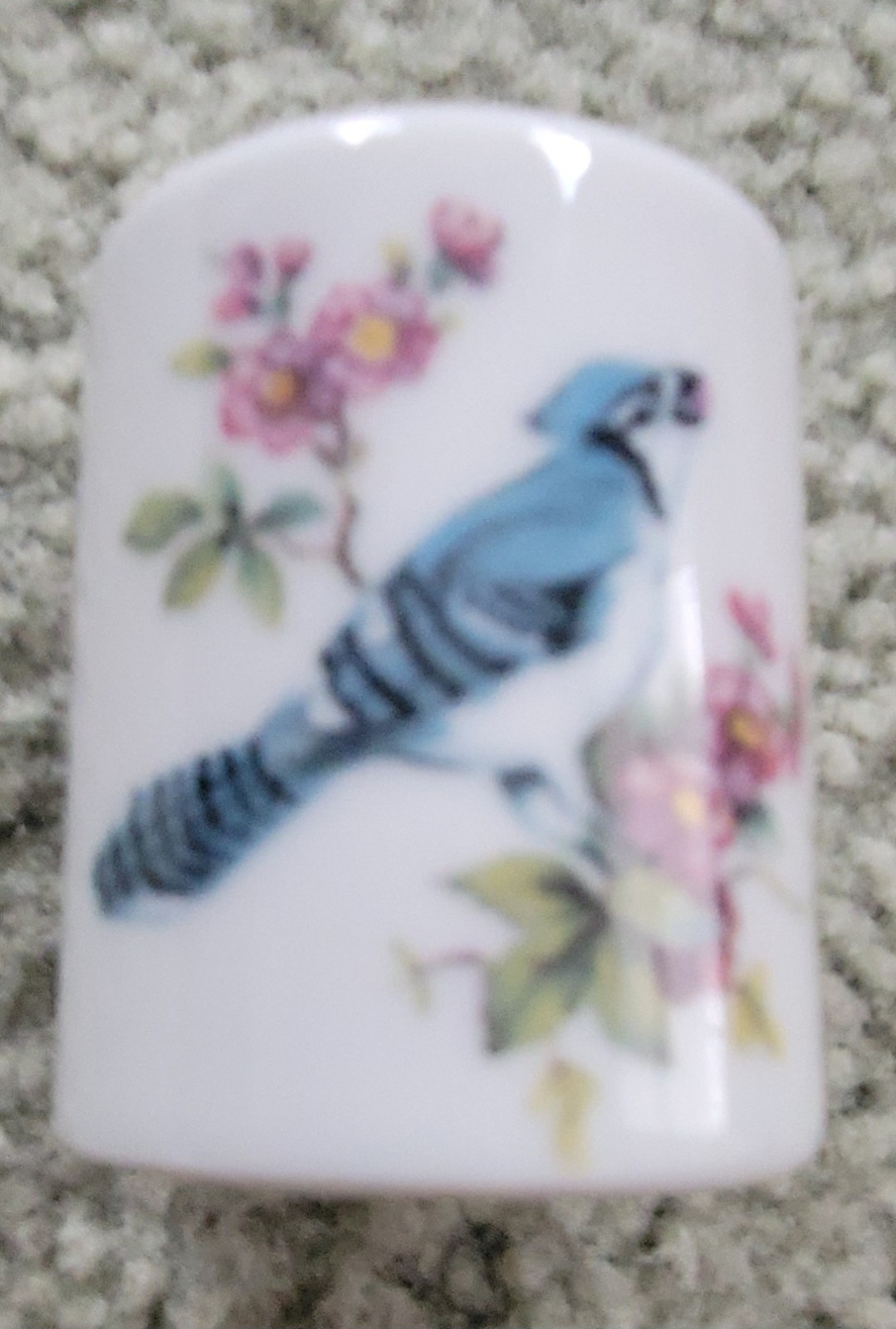 West Germany Funny Designs Mini Candle Holder Blue Jay and Flowers