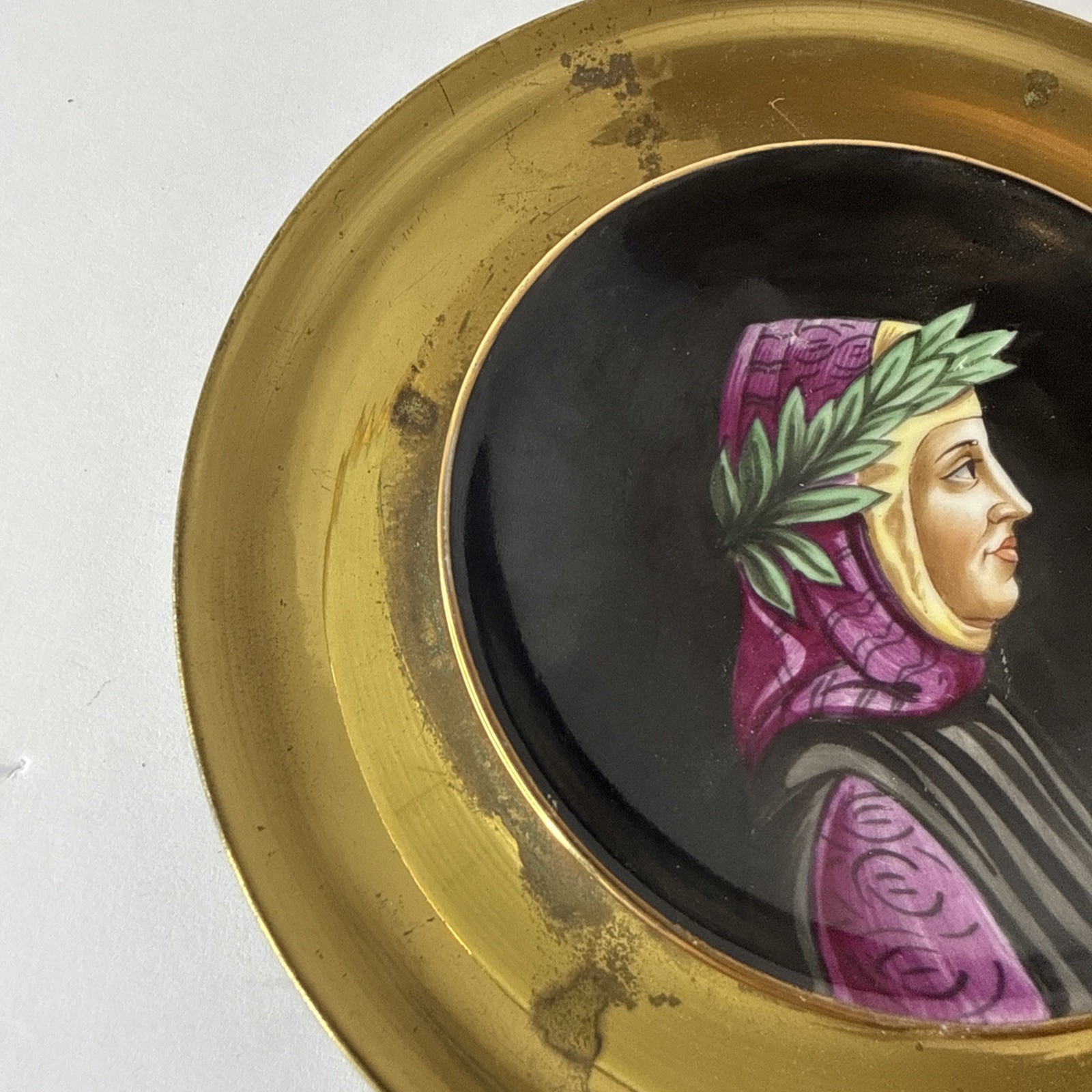 Francesco Petrarca Hand Painted Italian 6” Portrait Plate