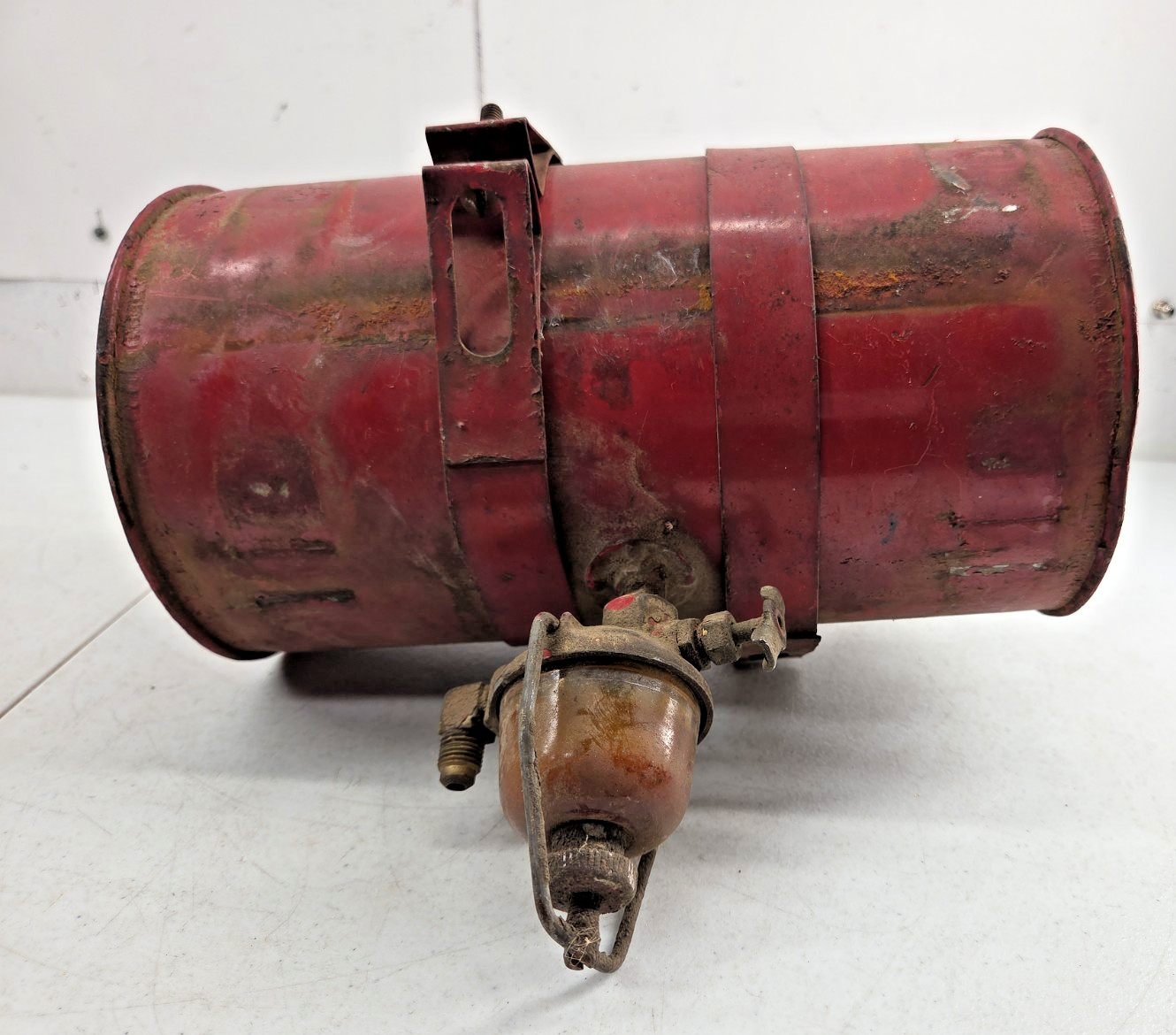 Vintage Mulsifier Garden Tractor Small Engine Metal Gas Tank Round Red Fuel Tank