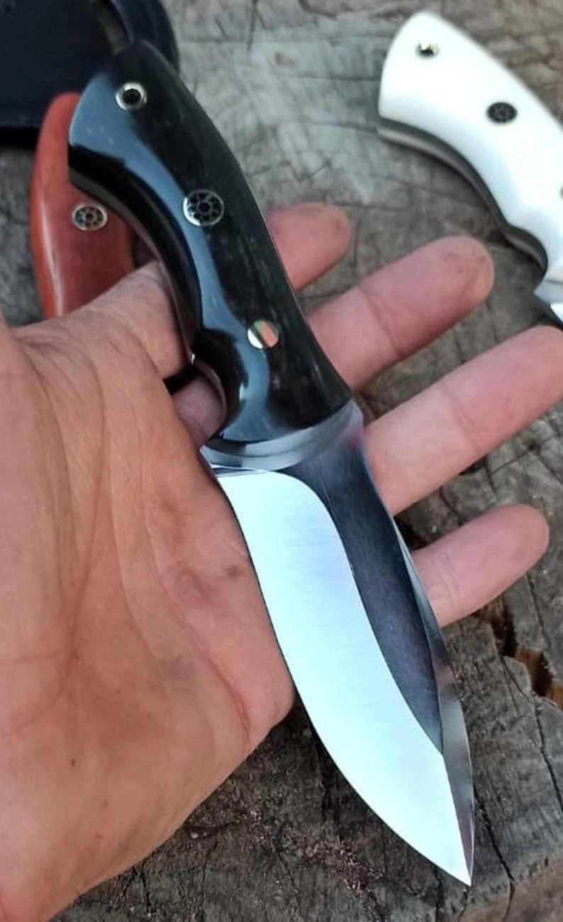 Hunting Knife 1075 Carbon Steel and Micarta Handle Fixed Blade Made