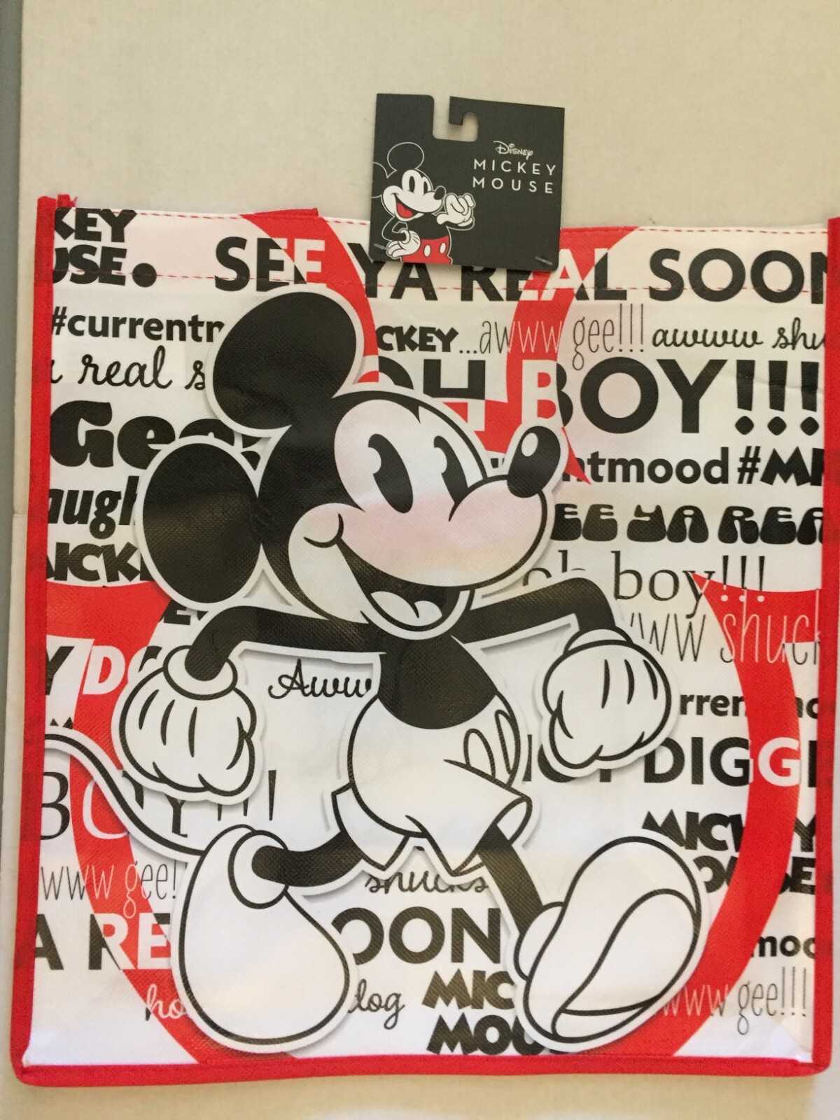New Disney Mickey Mouse & His Quotes 13“ x 12“ x 6“ Reusable Tote Bag