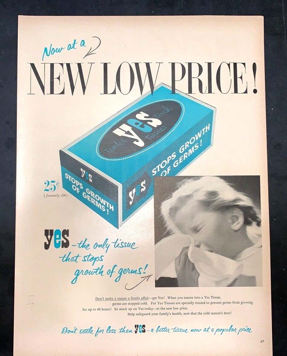 Life Magazine Ad YES TISSUES 1954 Ad A4