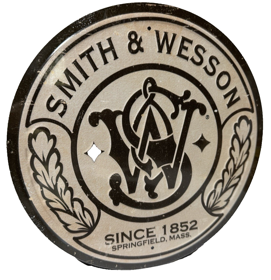 Smith & Wesson Round FULLY EMBOSSED Sign wall decor 11.75 “ inch Made in USA