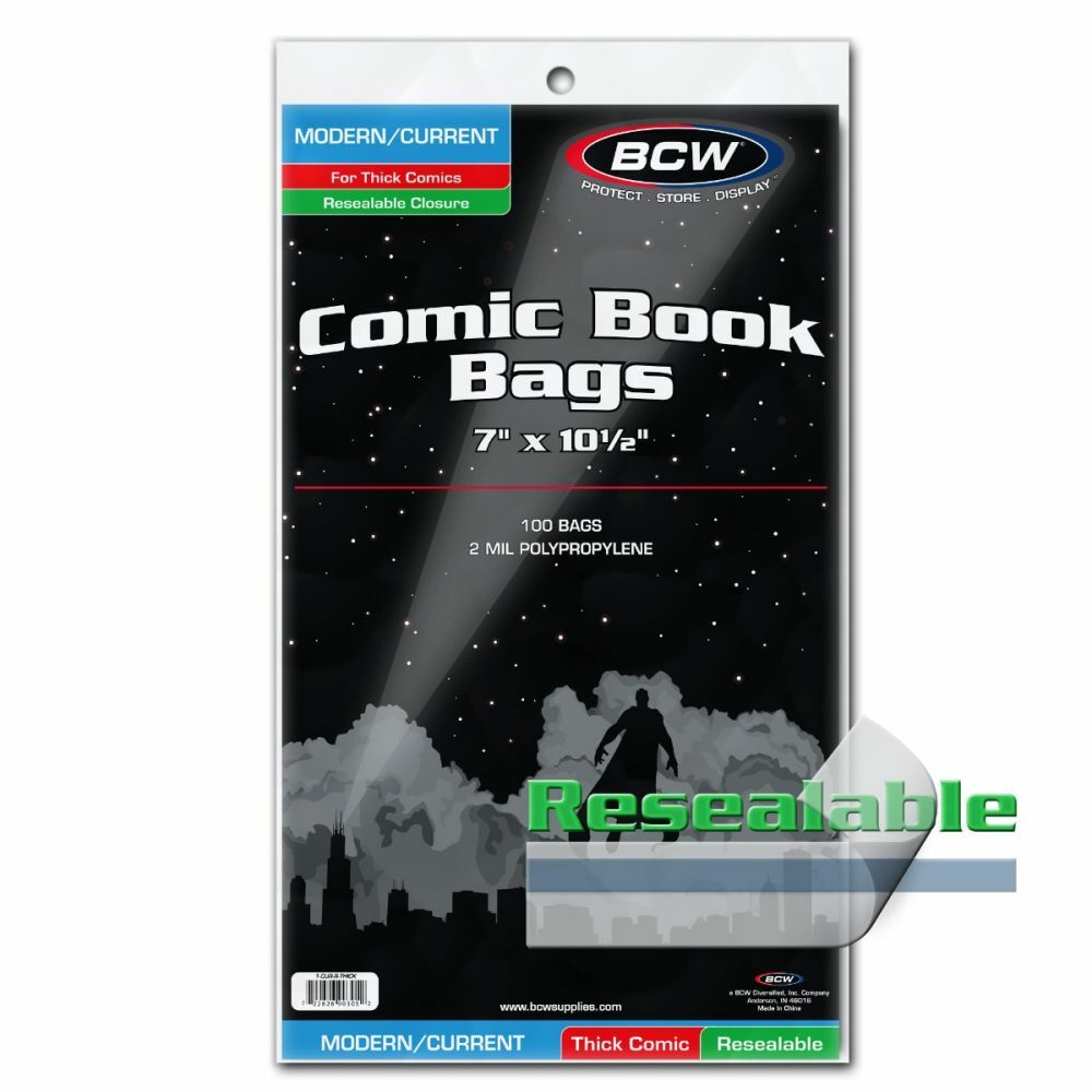 100 – BCW Current Modern Thick 2-Mil Polypropylene Resealable Comic Book Bags!