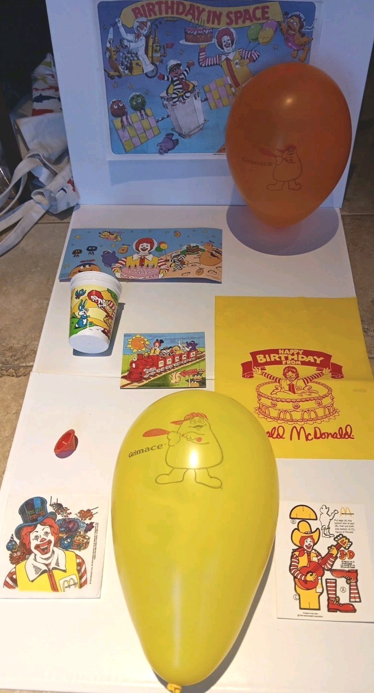 Ronald McDonald Happy Birthday Party Supplies For A Party Of 8 – BRAND NEW!!