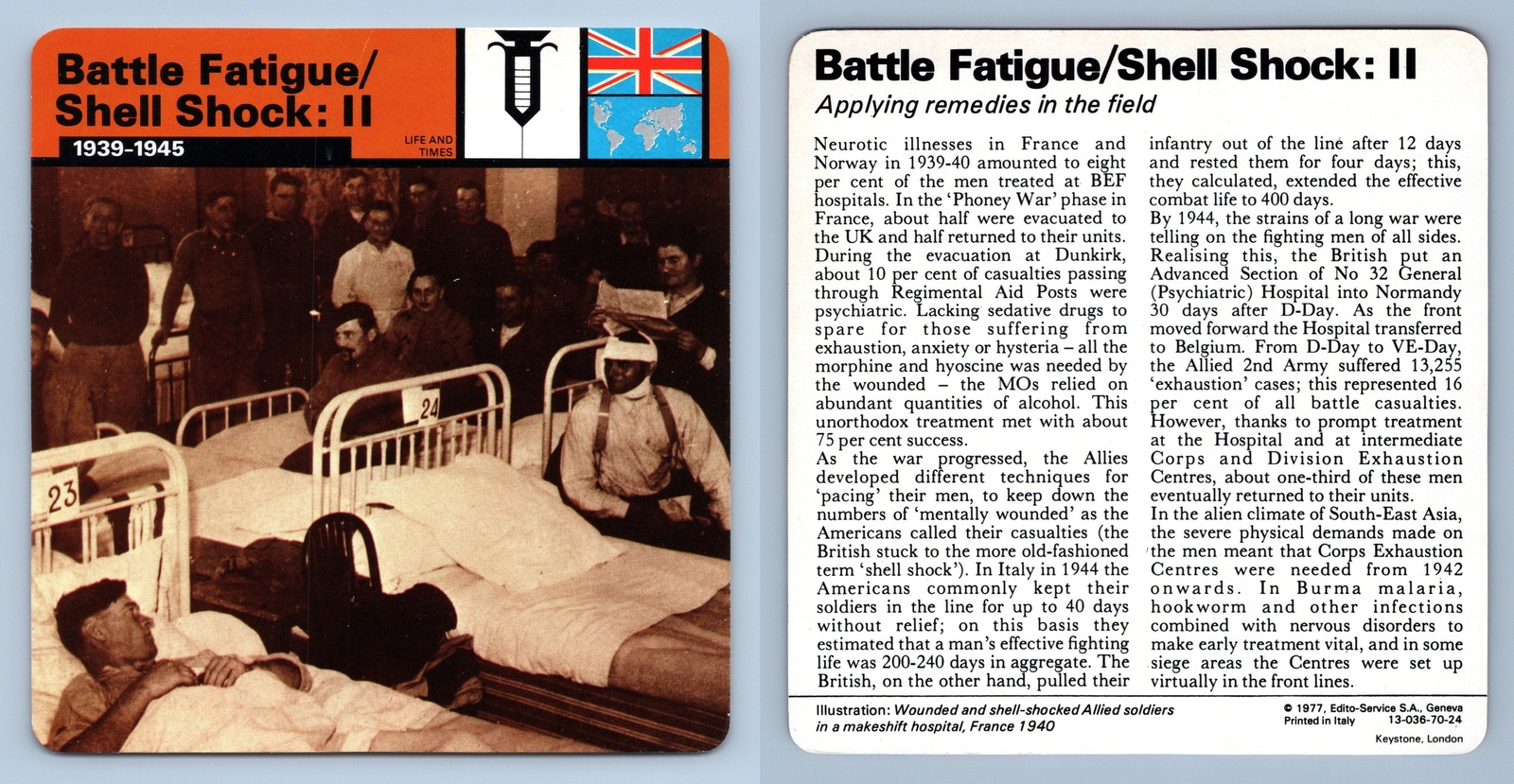 Battle Fatigue .. : II – 1939-45 – Life & Times – WW2 Edito-Service SA 1977 Card