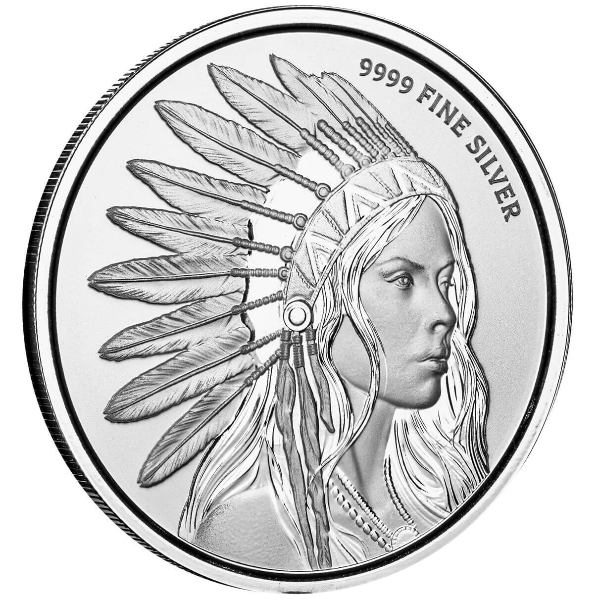 1oz Silver Round Buffalo Girl .9999 Silver Bullion Round