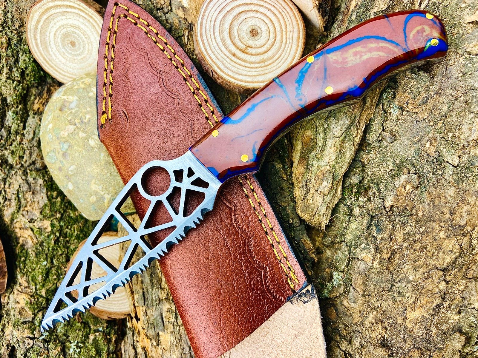 Custom HandMade Hunting Bushcraft Knife /High Carbon Steel Serrated Blade 2876