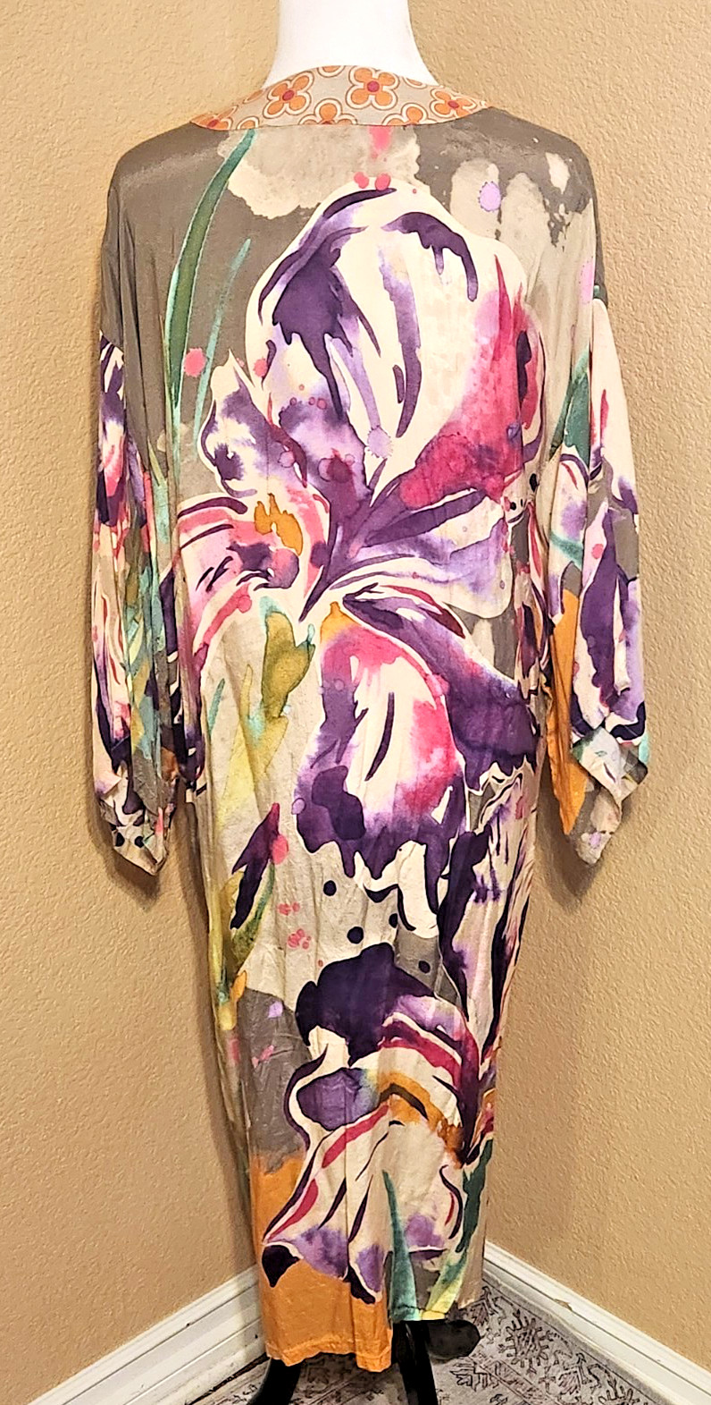 POWDER Full-Length Lightweight BOHO Floral KIMONO DUSTER COAT/Jacket M/L