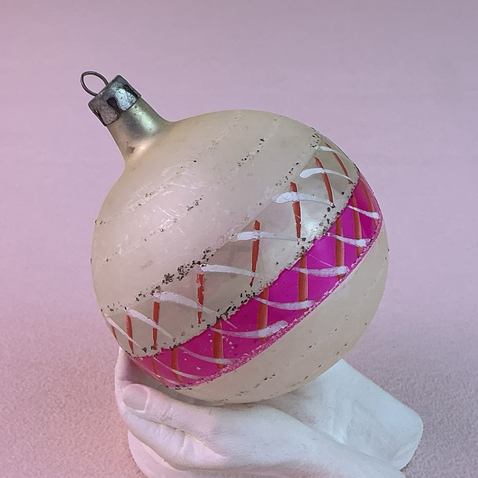 Vintage 1950’s HandBlown Glass Multi-Color Ornament*POLAND*3”H*