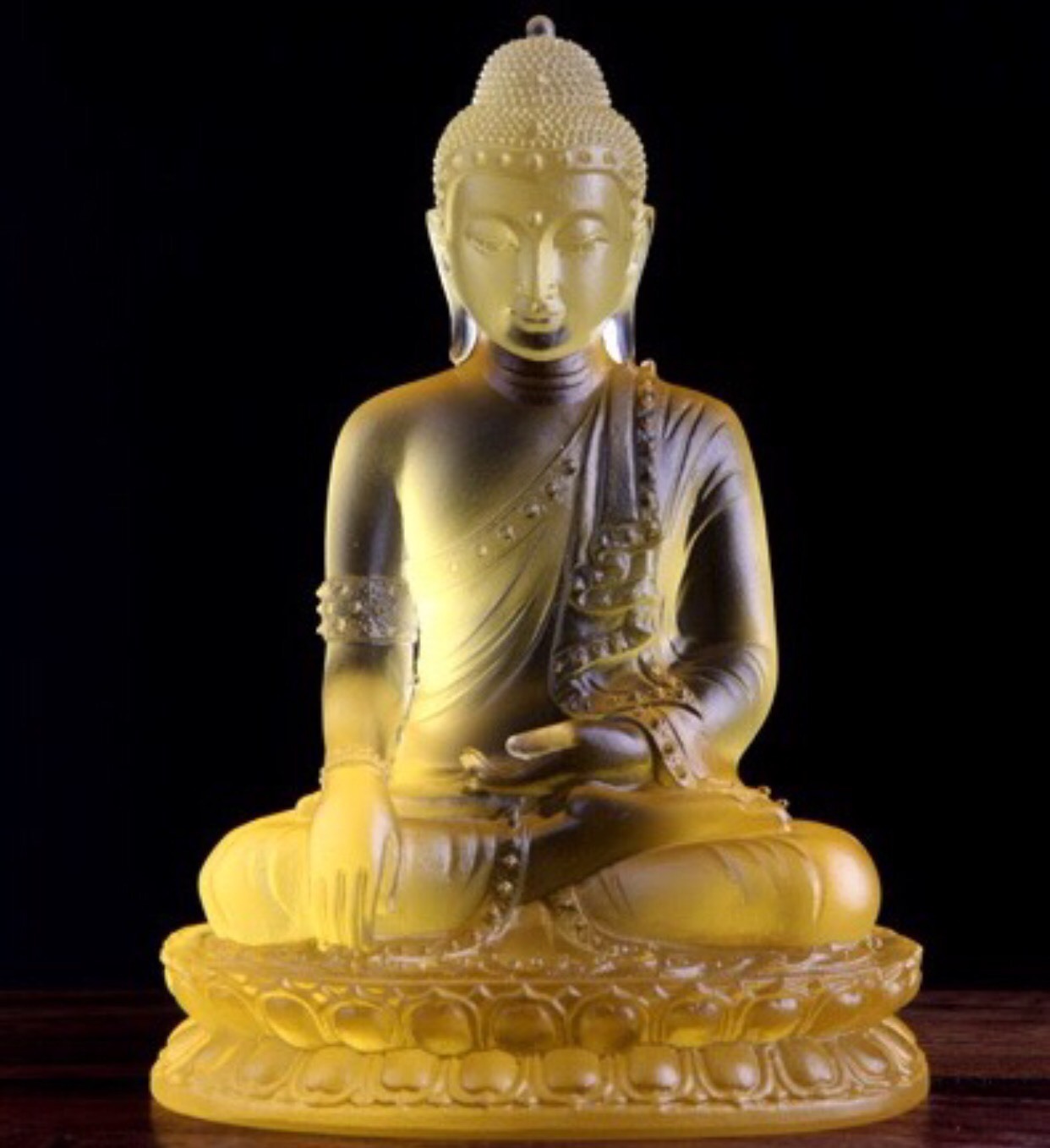 4.5″in Color Pate-De-Verre Shakya Muni Buddha Crystal Sculpture Art Glass Statue