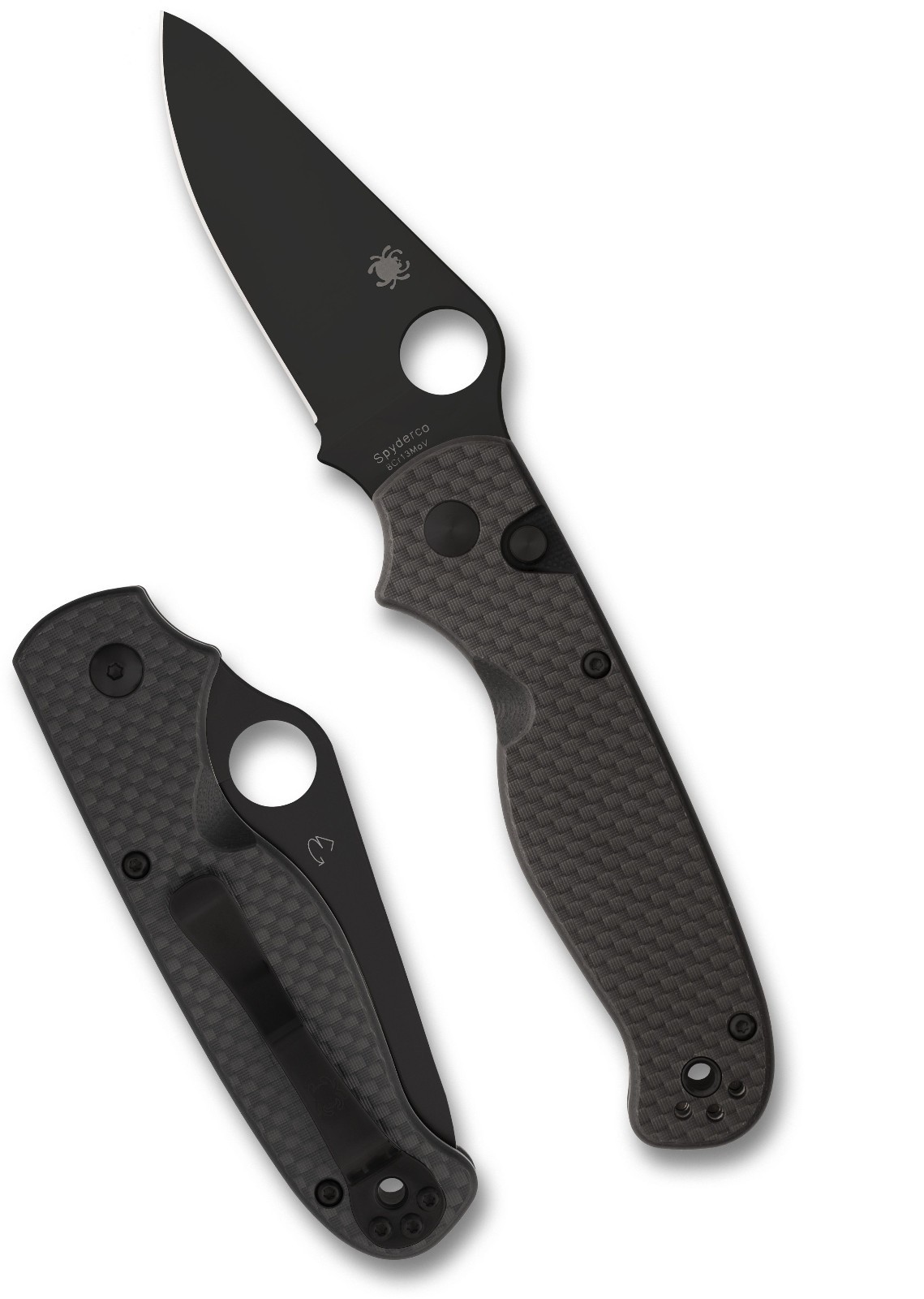 SPYDERCO ButtonUp, Carbon Fiber/G-10, Button Lock Black 8Cr13MoV Steel C275CFPBK