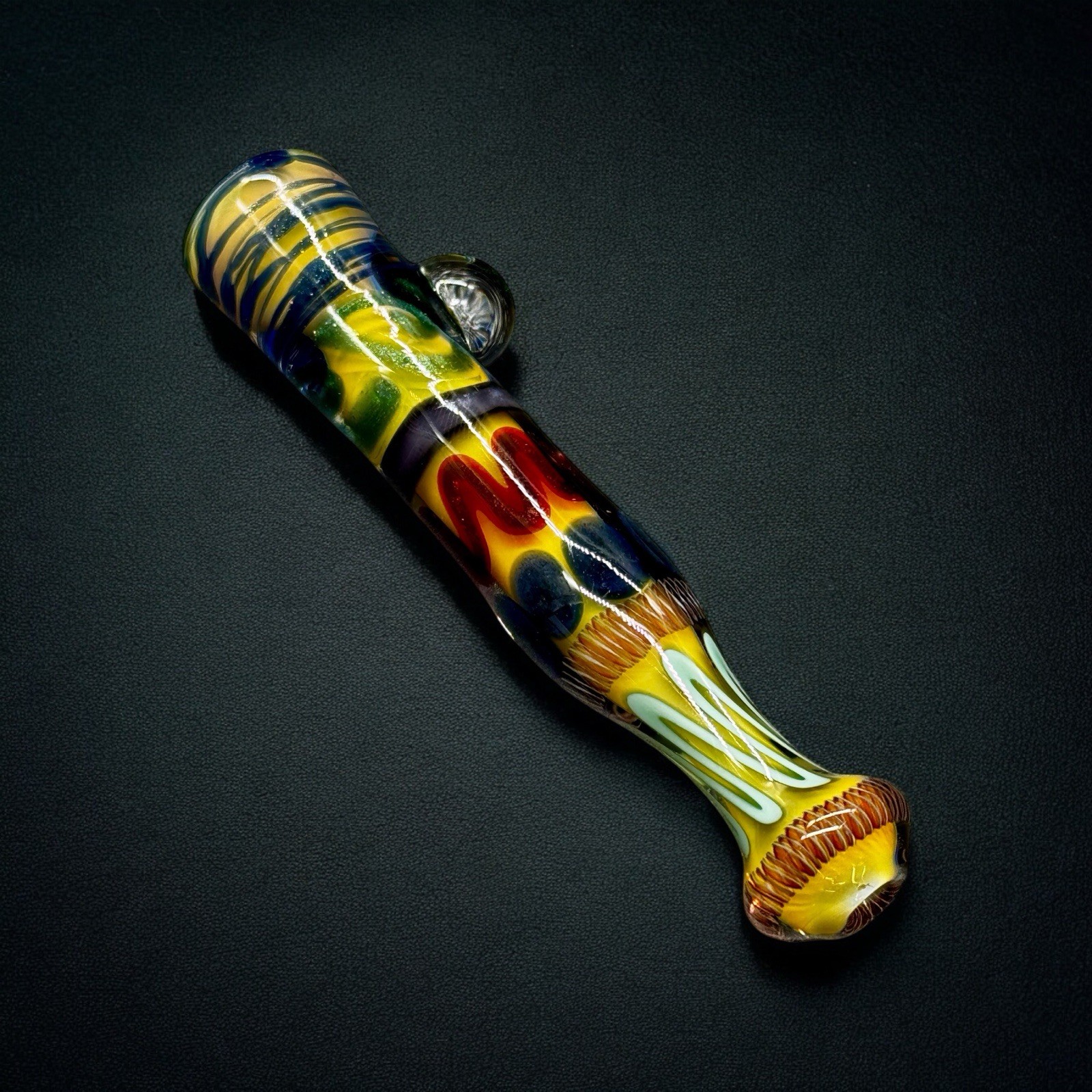Handmade 3.5” Glass Chillum Pipe Colorful Dot Design Tobacco Pipe