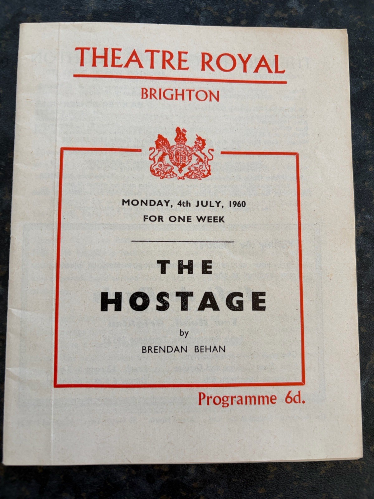 7 x 1962 Brighton Theatre Royal Programmes Single Year Small Lot of Programmes