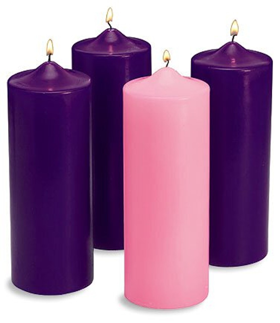 3 x 9 Inch Purple and Rose Pillar Advent Candle Set