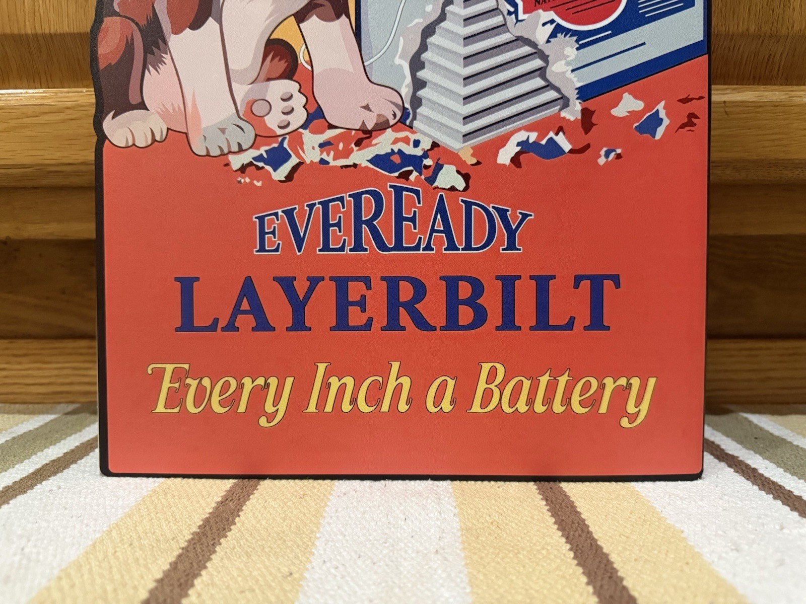 Eveready Battery Flange Sign Layerbilt Dog 2 Sided Vintage Style Wall Decor