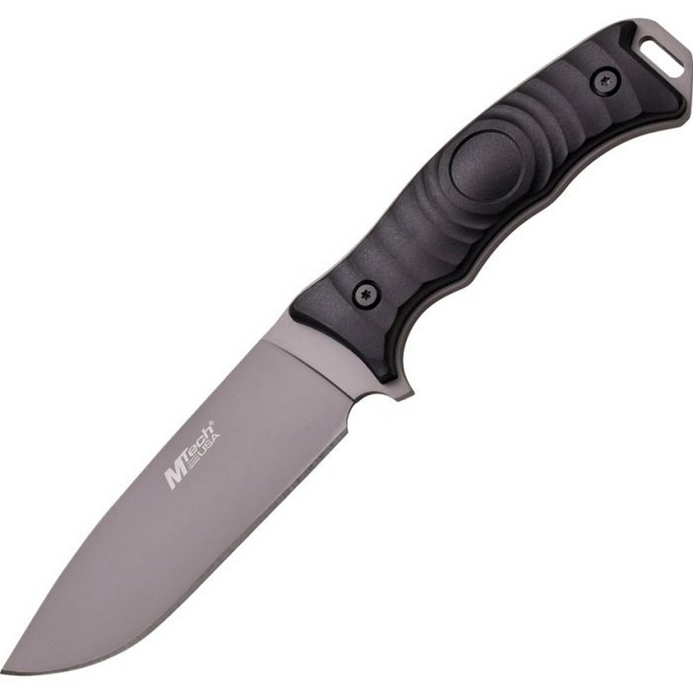 Mtech Fixed Knife Titanium Coated Stainless Drop Point Blade Black – MT-20-70C