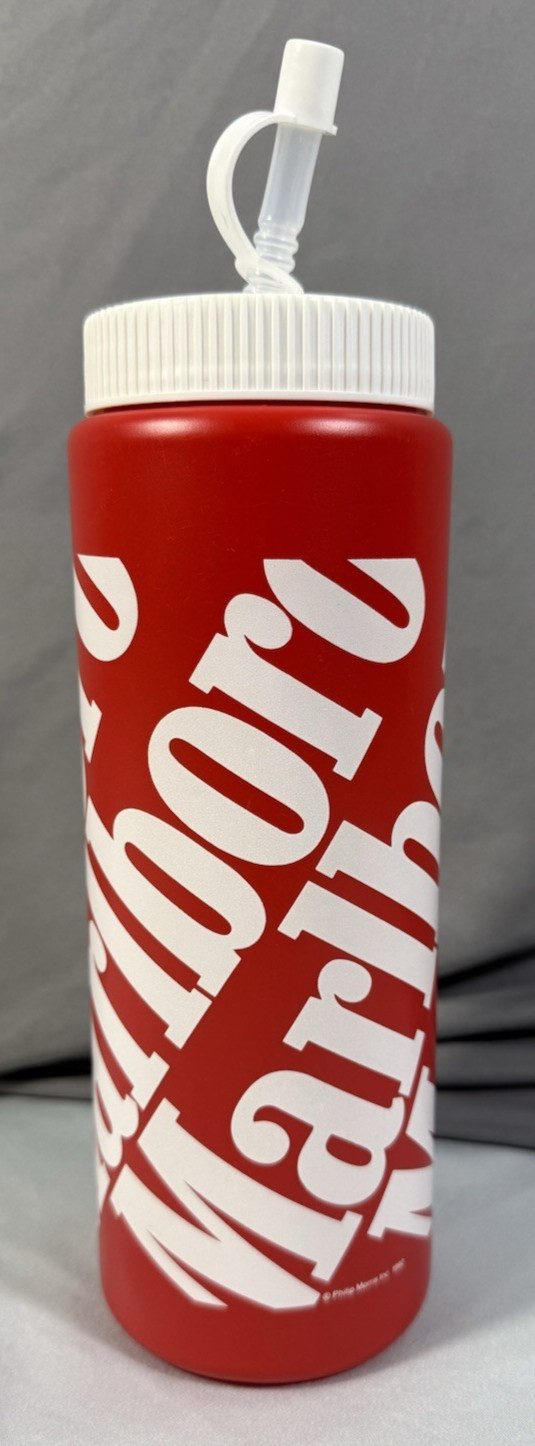 Vintage Marlboro 32 oz White/Red Logo Print Water Bottle 1992 Alpha Products