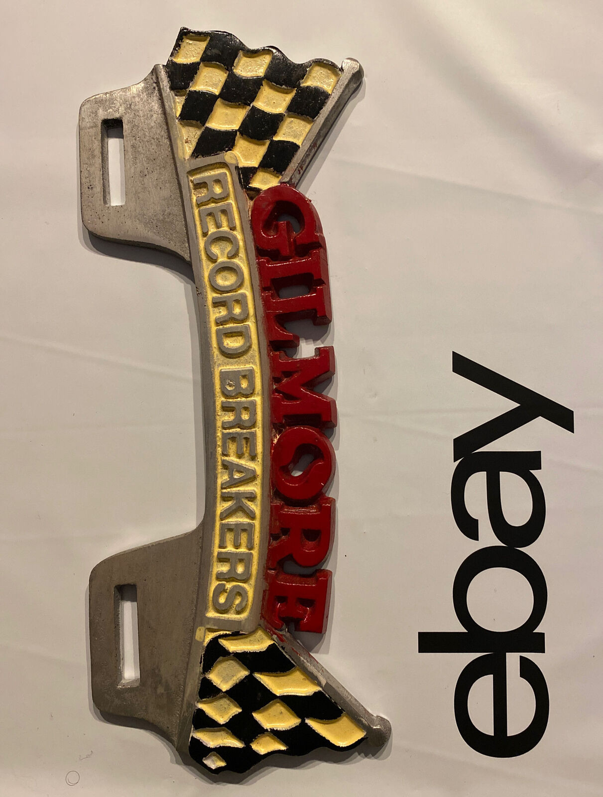 Gilmore Racing License Plate Topper Frame Chevy Ford Patina METAL Auto Car Truck