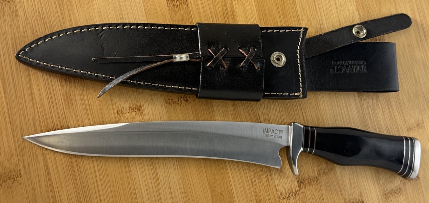 Impact Custom Hunting/boning Knife w/ Buffalo Horn Handle. Sheath & Warranty