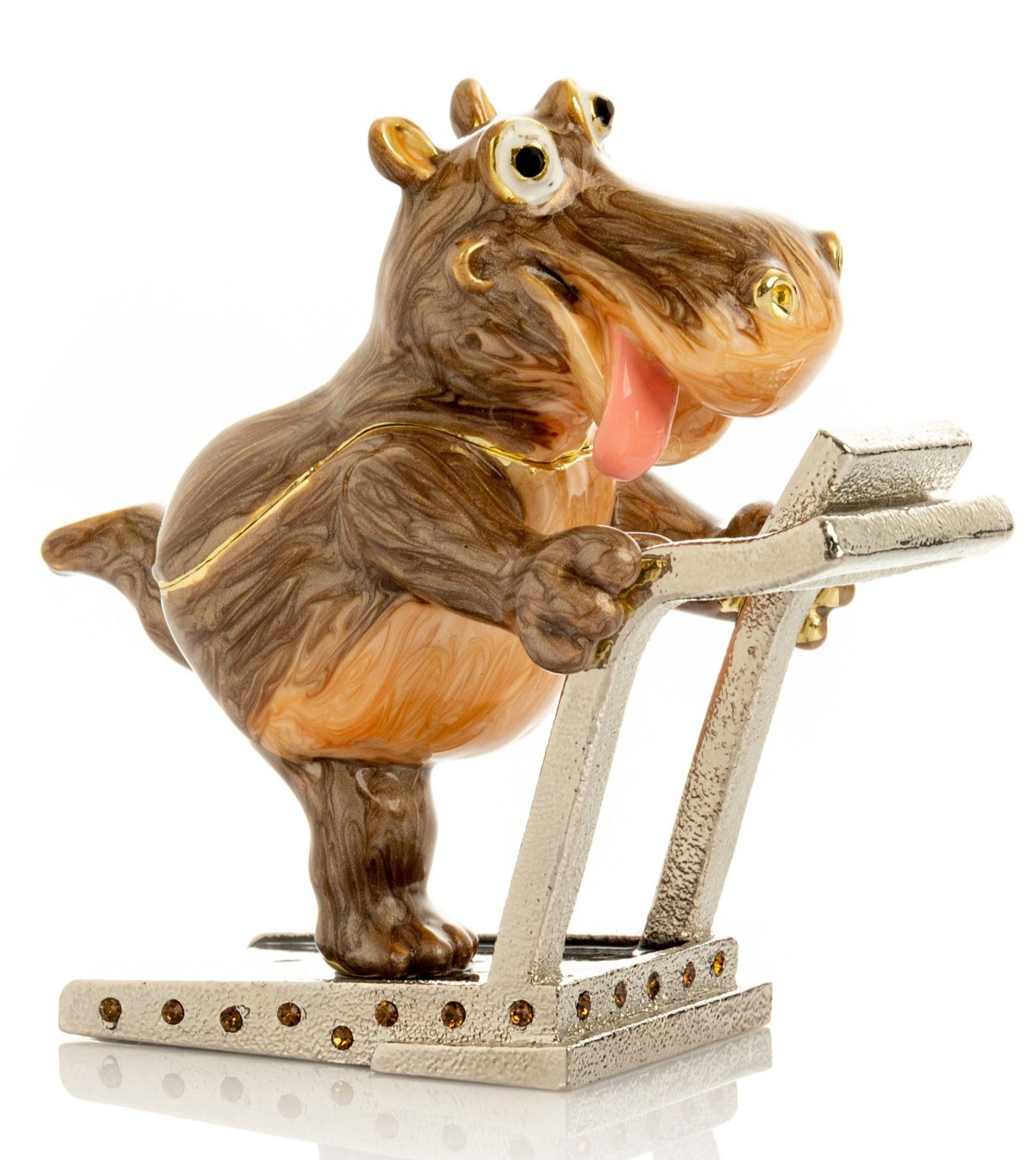 Keren Kopal hippopotamus running Trinket box Decorated with Austrian Crystals