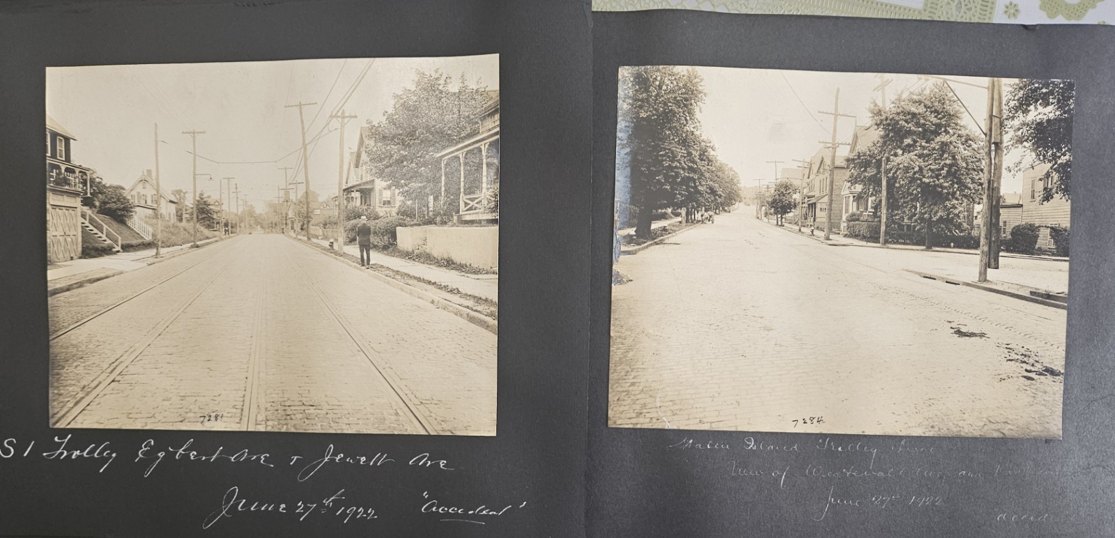 112 GREAT Original 1922-5 Staten Island TROLLEY street scene 7.5×9.5 Photo Album