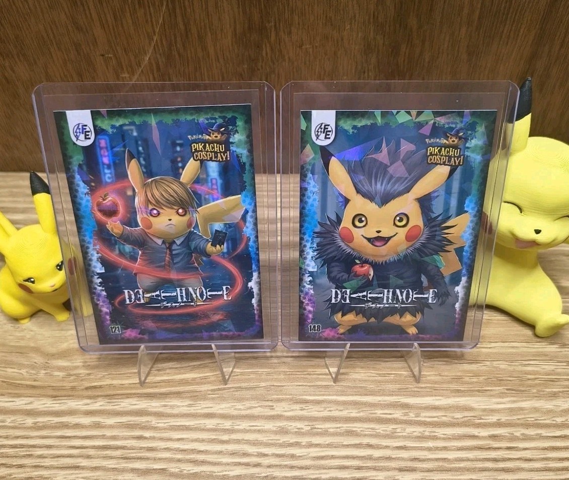 ​Pikachu Cosplay – Light & Ryuk – Death Note 2 Card Set – Cracked Ice Holo – NM