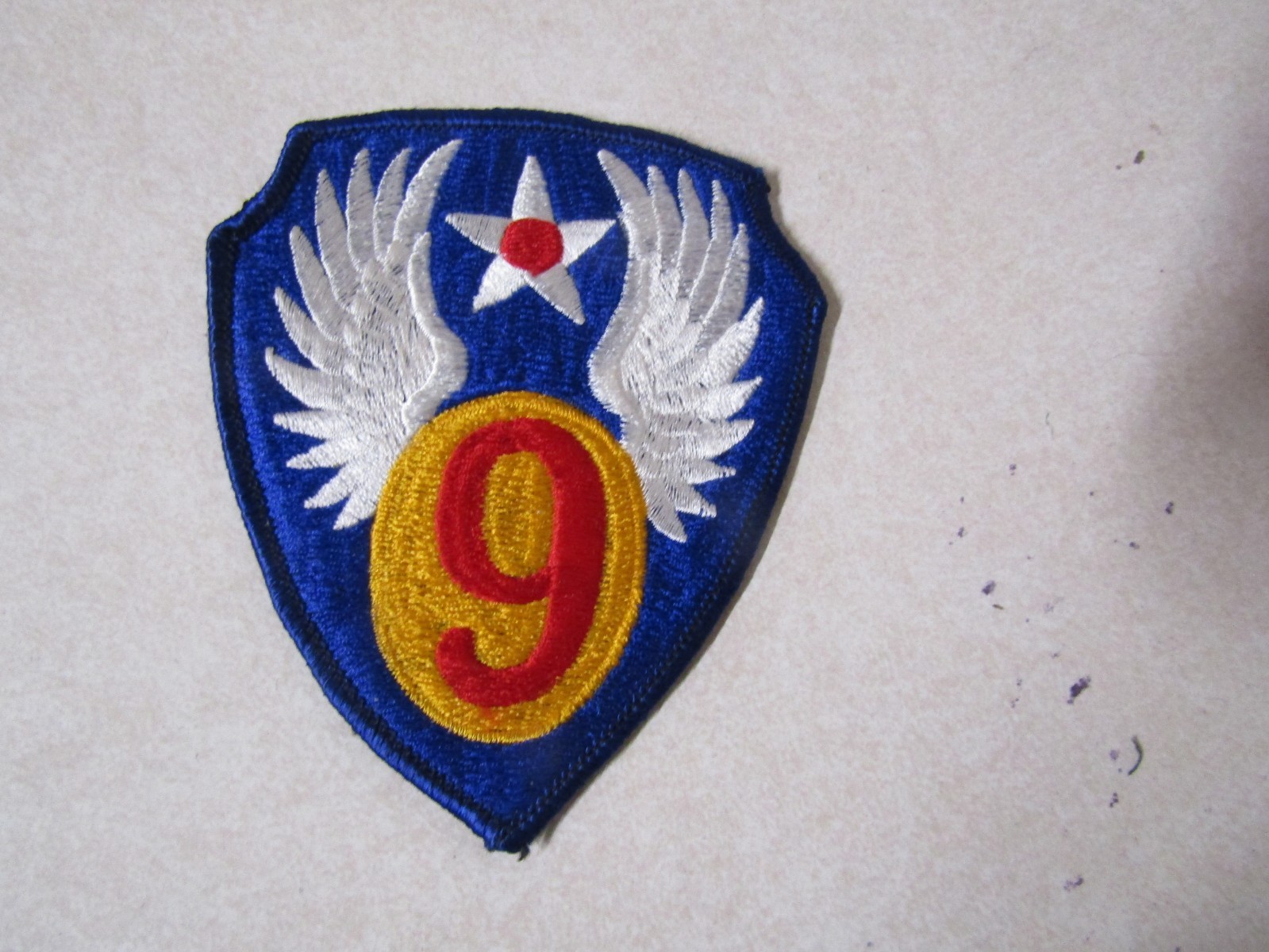 MILITARY PATCH US AIR FORCE USAAF 9TH AIR FORCE 4 1/4 INCHES OLDER
