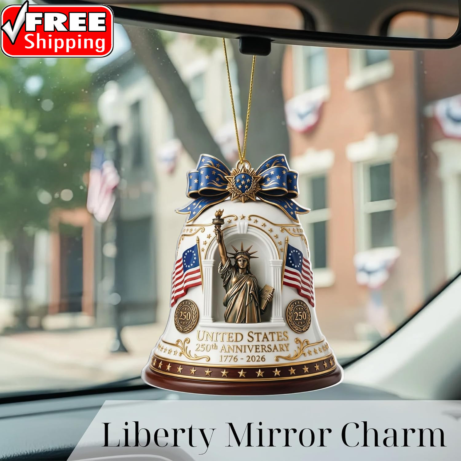 Patriotic Decorations 250 Anniversary USA Ornament – Statue of Liberty Bell, 4Th