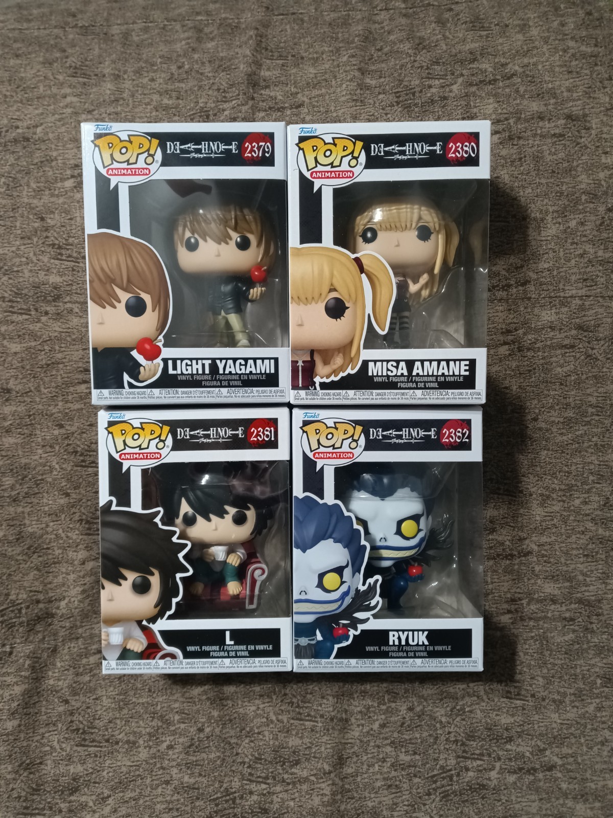 Funko Pop Death Note Lot Set L Ryuk Light Yagami Misa Amane ON HAND + Protectors