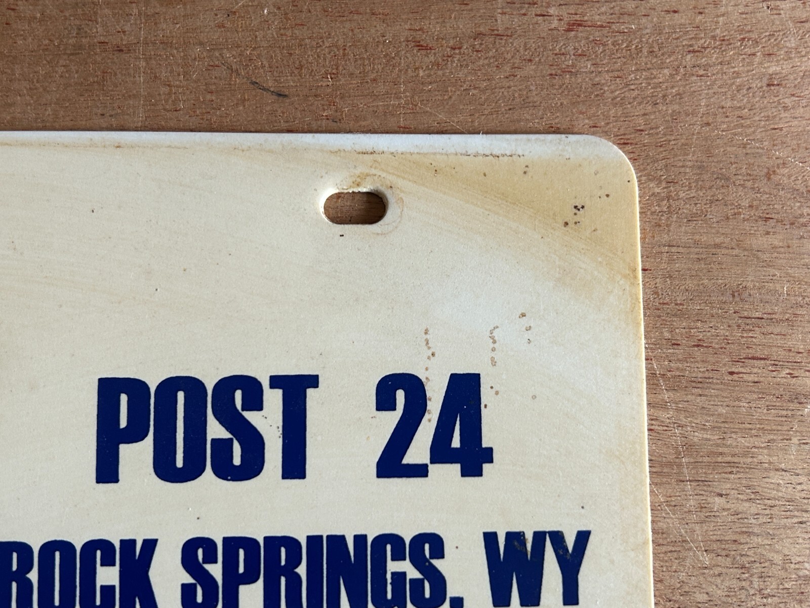 American Legion License Plate Rock Springs WY Post 24 Vintage Plastic