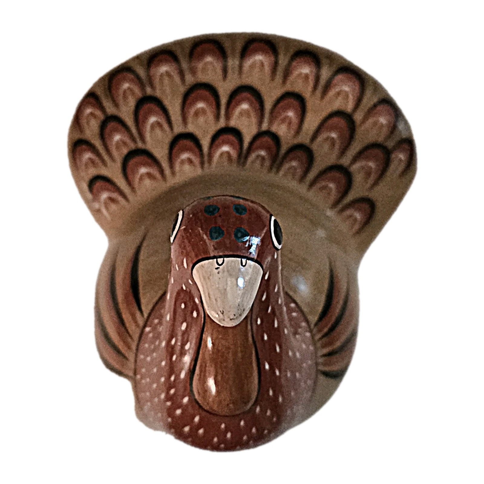 Turkey Gobbler Bird Tonala Clay Hand Painted Mexico Thanksgiving 4×4″