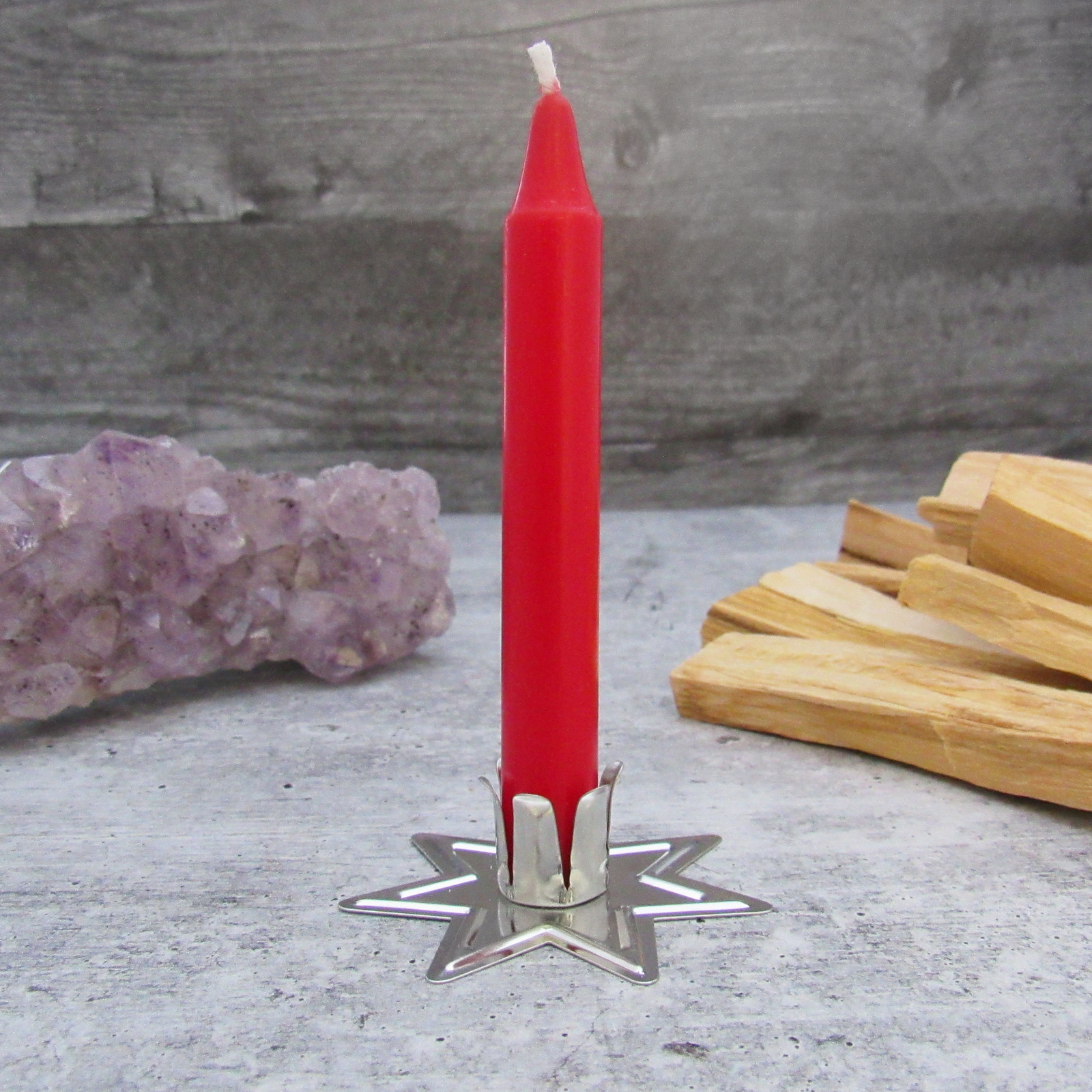 Silver Faery Star Chime Candle Holder for 4″ Mini Taper Spell Candles Fairy Star